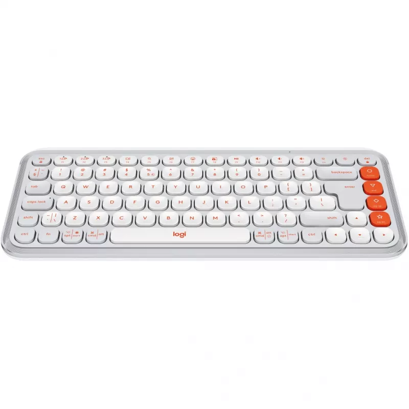 Logitech POP Icon Keys - tastatūra - bezvadu - Bluetooth LE - QWERTY - US International - Off White, oranža (920-013072)