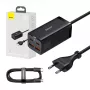 Baseus GaN3 100/ 65W galda lādētājs Quick Charge QC 3.04.0 USB C Type C tālruņa lādētājs priekš IPhone15 Huawei Xiaomi MacBook klēpjdatora