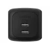 Iekštelpu maiņstrāvas ātrais lādētājs Belkin WCH019kqBK — 2× USB‑C, melns, OVP/OC/OT/SC aizsardzība