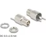 DeLOCK savienotājs DC 5,5 x 2,5 mm ligzda, starpsienas, lodējama versija, 20 V, 9 A
