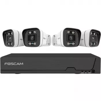 Foscam FNA108E-B4-2T Video novērošanas sistēma balta 4x 4K PoE ložu kamera, 1x 8 kanālu NVR