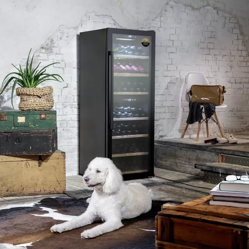 Caso | Smart Wine Cooler | WineExclusive 126 | Energy efficiency class G | Showcase | Free standing | Bottles capacity 126 bottles | Cooling type Compressor technology | Melns