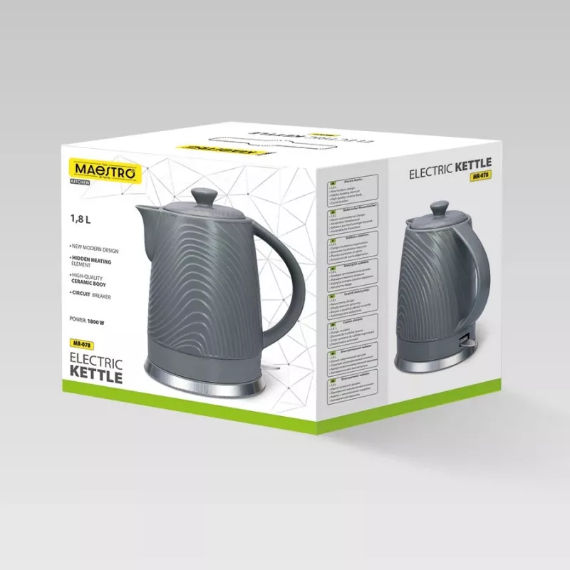 Elektriskā tējkanna Maestro MR-078, 1,8 l tilpums, pelēka