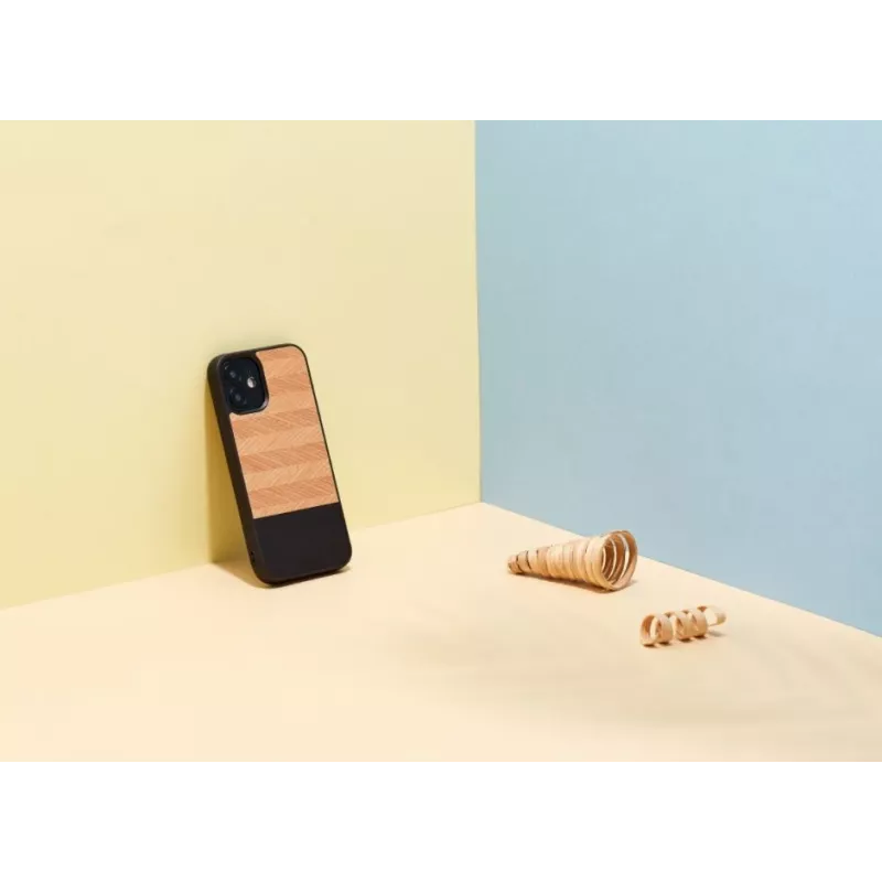 Aizsargājošs tālruņa maciņš Man and Wood iPhone 12 mini modelim Herringbone Nero Melns
