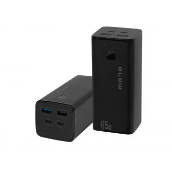 BLOW PB20G 20000 mAh pārnēsājams ārējais akumulators PD 65W, USB-C ieeja/izeja, 2x USB-A izejas, melns