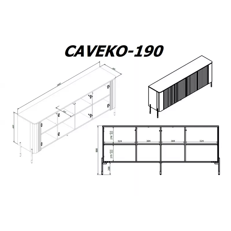 Cama VERA kumode 190x40x80 kašmira matēts