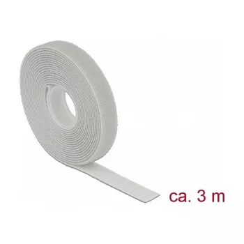 Āķa un cilpas stiprinājuma lente DELOCK 18275, pelēka, 13 mm x 3 m, 1 gab.
