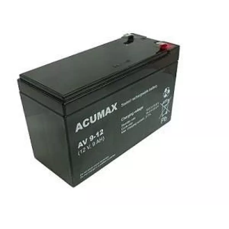 Baterija VRLA AGM EMU AV 9-12 T2 — 12 V, 9 Ah, bezapkopes, vibrāciju izturīga