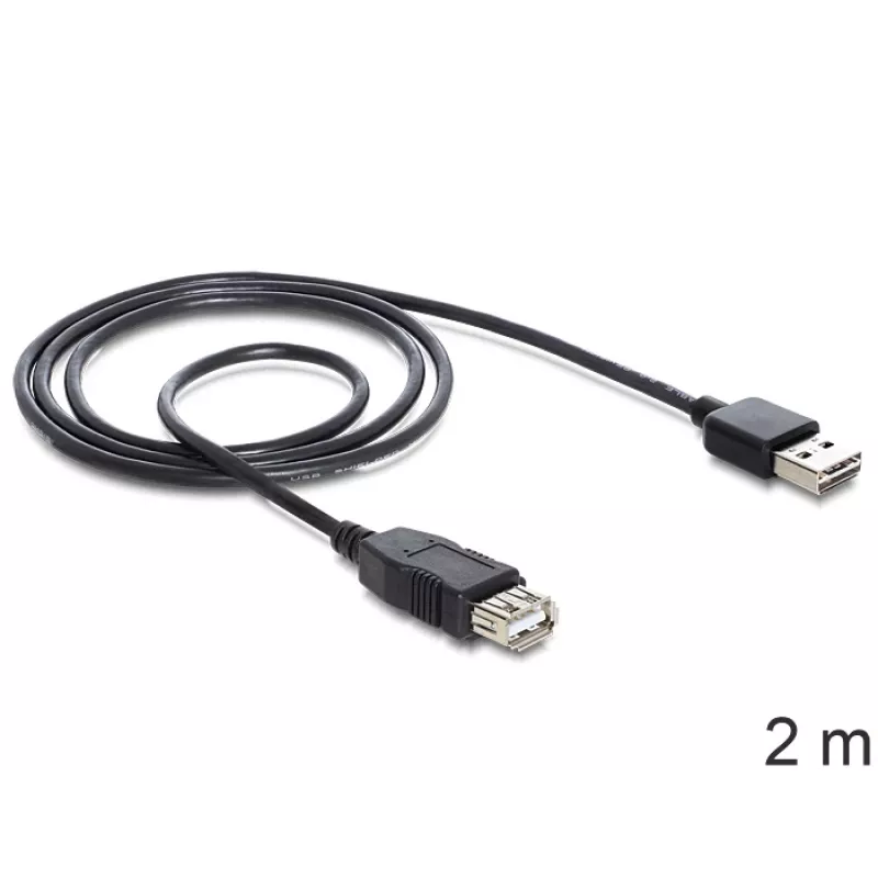 USB kabelis DeLOCK EASY-USB 2.0-A 2m melns