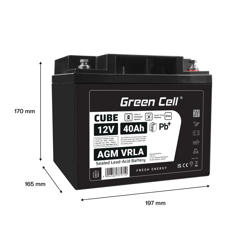 Akumulators AGM VRLA 12V 40Ah IP54