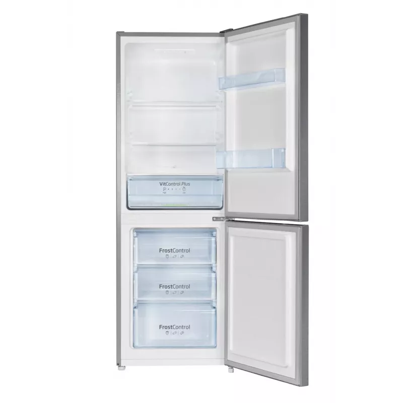 Ledusskapis-sal'dētava AMICA FK2425.4UNTX(E) brīvstāvošs 277 L kopā, apakšējā saldētava 74 L, invertors, sudraba, 1593×540×550 mm