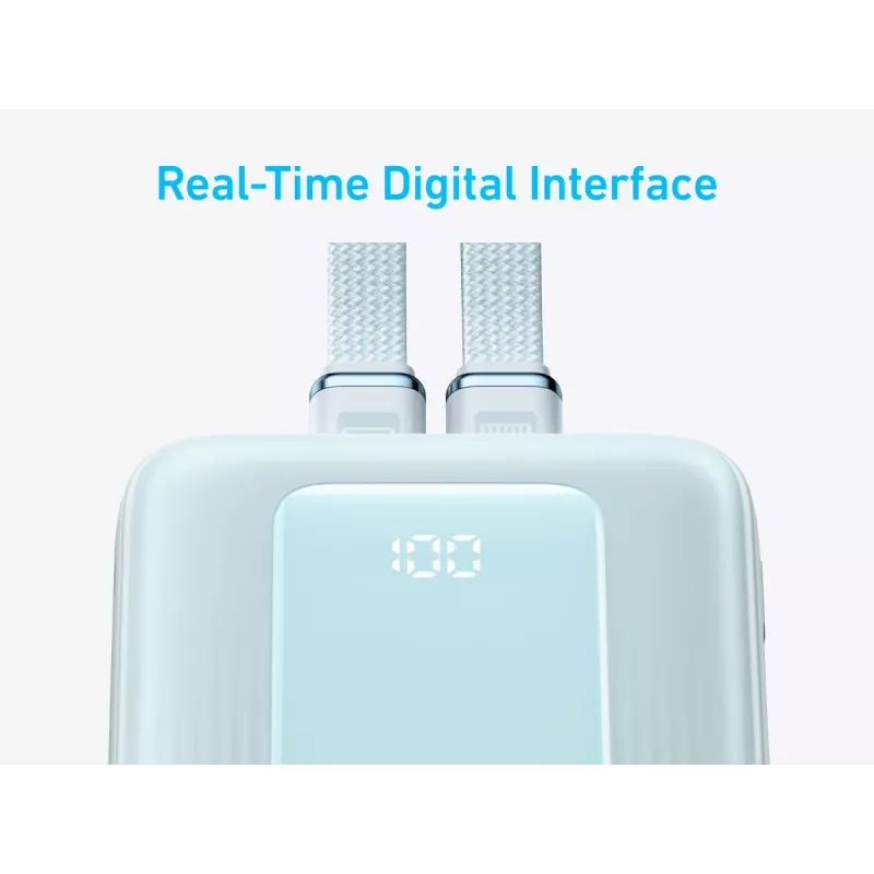 Anker Power Bank ar iebūvētu USB-C un Lightning kabeli | A1680031 | 10000 mAh | 30W | Zils