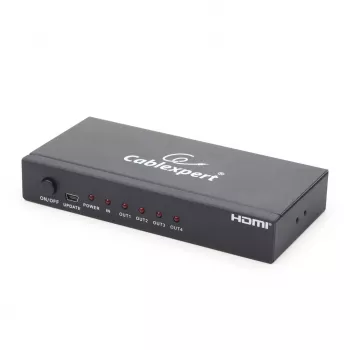 HDMI video splitter GEMBIRD DSP-4PH4-02 — 4× HDMI izejas, HDMI 1.4, 225 MHz, tērauda korpuss, 146×73×24 mm