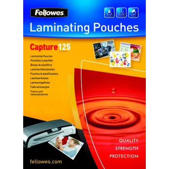 Fellowes A6 spīdīgās 125 mikronu laminēšanas plēves — 100 iepakojumā