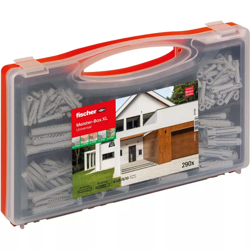 fischer 577159 Meister-Box XL sienas dībeļu sortimenta kaste 290 gab. (577159)