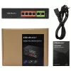 Ethernet PoE slēdzis QOLTEC 52289 — 4x RJ45 PoE porti, 2x RJ45 augšupsaites porti, 65W jaudas budžets