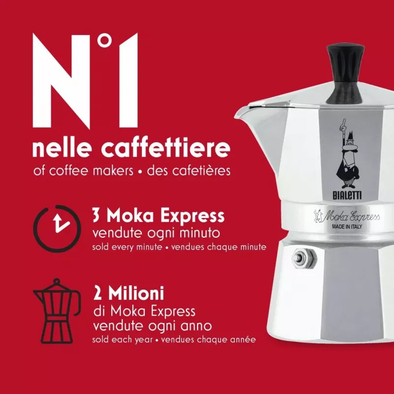Bialetti Moka Express Moka katliņš 0,06 L Alumīnijs, Melns
