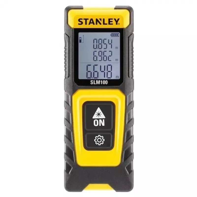 Attāluma mērītājs STANLEY SLM100 — lāzera diapazons 30 m, kompakts rokas mērīšanas rīks