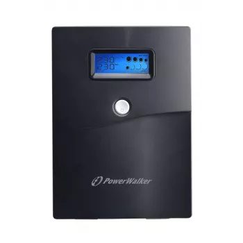 Nepārtrauktās barošanas avots PowerWalker VI 3000 SCL — Line-interaktīvais UPS 3 kVA / 1800 W, 230 V, 9 Ah akumulators, LCD, Tornis, Melns