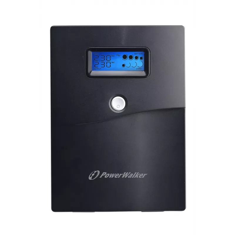 Nepārtrauktās barošanas avots PowerWalker VI 3000 SCL — Line-interaktīvais UPS 3 kVA / 1800 W, 230 V, 9 Ah akumulators, LCD, Tornis, Melns