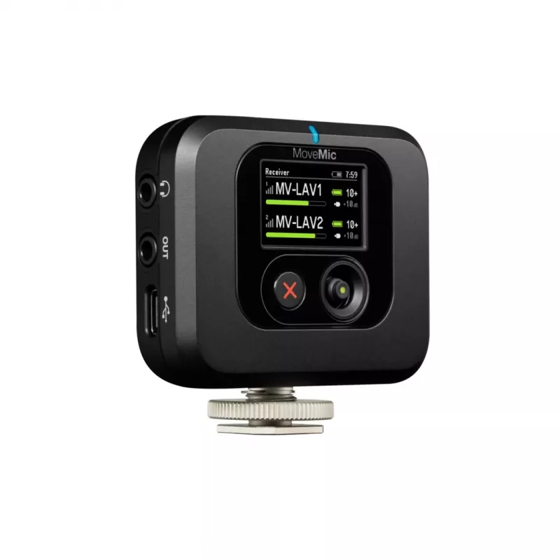 Bezvadu uztvērējs ar kameras stiprinājumu Shure MV-R-Z6 — 50–20000 Hz, 30 m diapazons, 12–15 V, 308×101×38 mm, 0,429 kg, melns