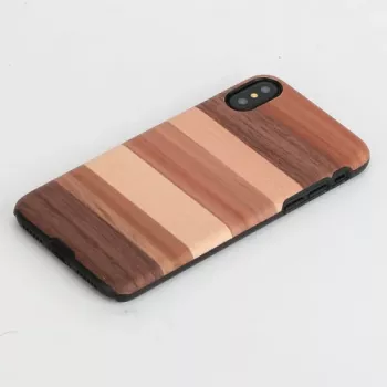 Viedtālruņa maciņš no koka un koka iPhone X/XS — melns aizsargapvalks