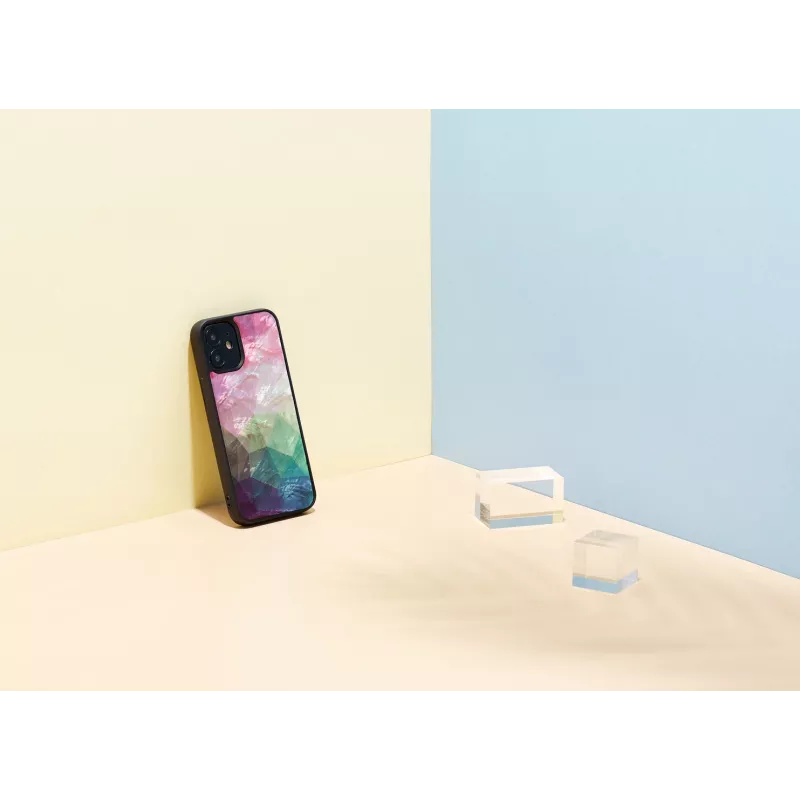 Aizsargājošs telefona maciņš iKins Apple iPhone 12 mini — ūdens ziedu dizains, melns