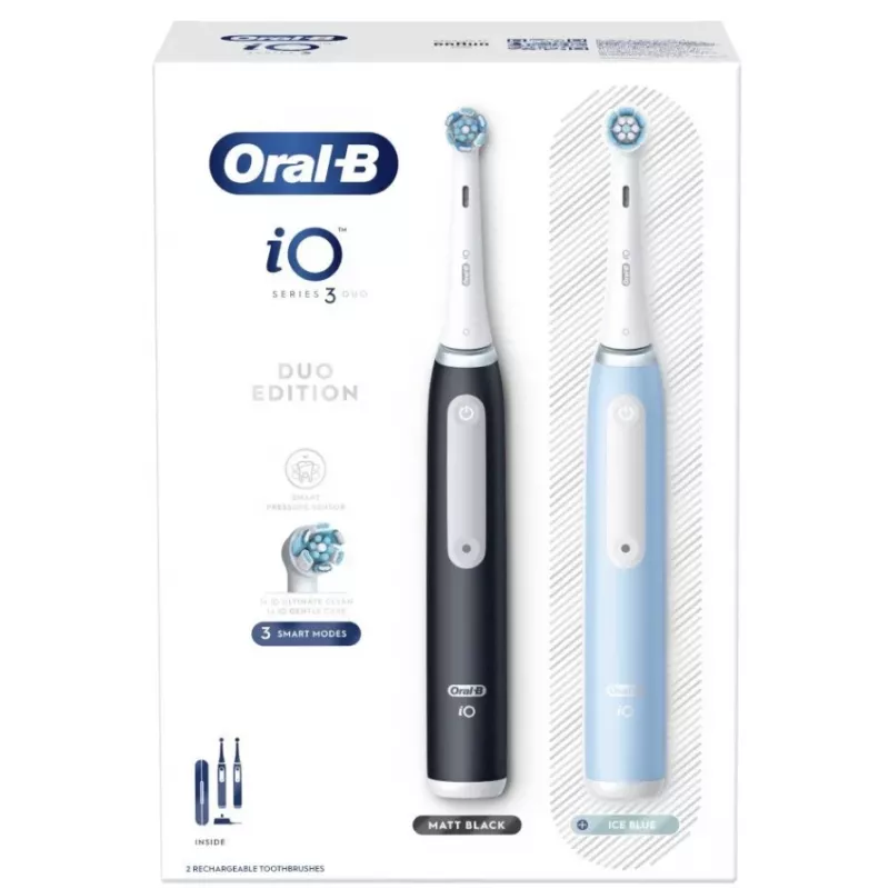Oral-B iO3 Series elektriskā zobu birste, matēti melna/ledus zila