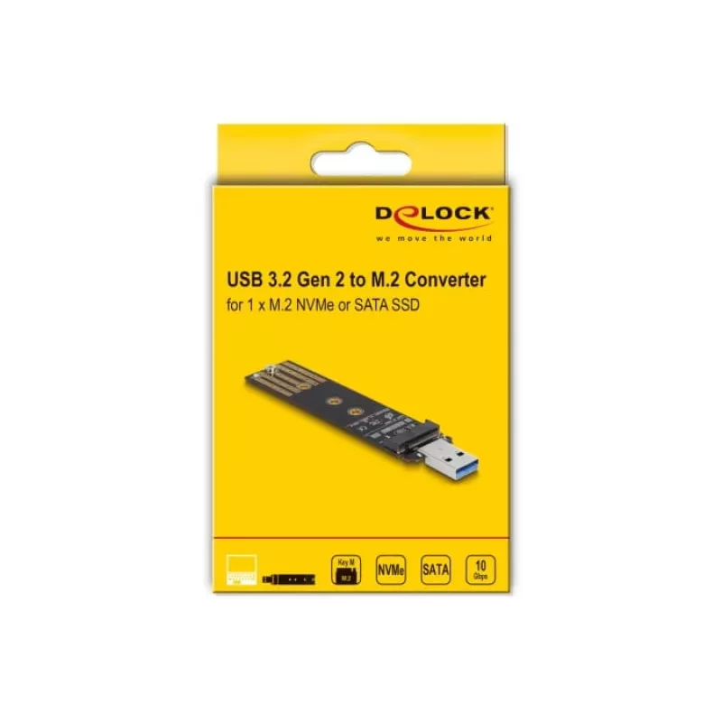 DeLOCK Combo pārveidotājs M.2 NVMe PCIe vai SATA SSD ar USB 3.2 Gen 2, melns