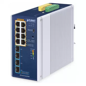 Pārvaldāms slēdzis PLANET IP30 8-portu L2/L4 Gigabit Ethernet alumīnija zils