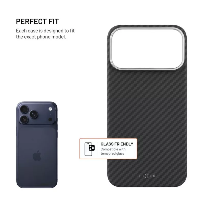 Aizsargājošs aizmugures vāciņš FIXED Apple iPhone 17 Pro Max — aramīda šķiedras, melns