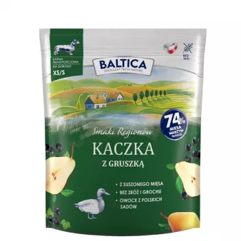 Mitrā suņu barība Baltica Pīle ar bumbieri XS/S 1 kg — pilnvērtīga barība maziem pieaugušiem suņiem