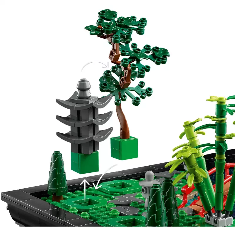 LEGO būvkonstruktors ICONS 10315 Zen dārzs, 1363 detaļas, 18+, izmēri 210×320×200 mm, svars 4,19 kg