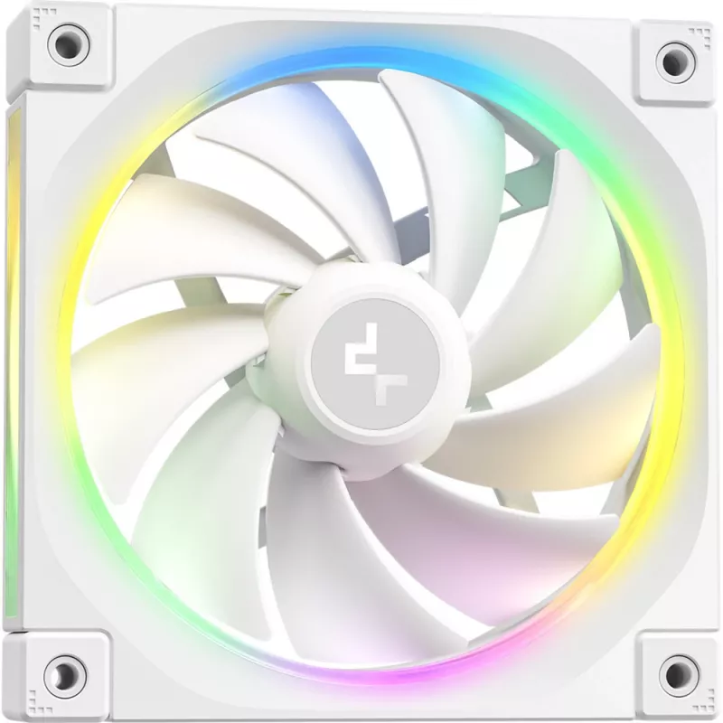 DeepCool LQ240 balta šķidruma CPU dzesētājs ar 240 mm alumīnija radiatoru, 2x120 mm RGB ventilatoriem, 41 cm caurulēm