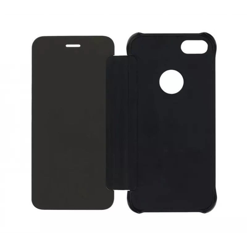 Phone wallet case Tellur iPhone 8 — sintētiskā āda, melna, ar spoguli