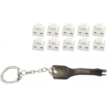 RJ45 porta bloķētājs tīklam ShiverPeaks BS08-01036 — 10 bloķētāji ar 1 galveno atslēgu, balts