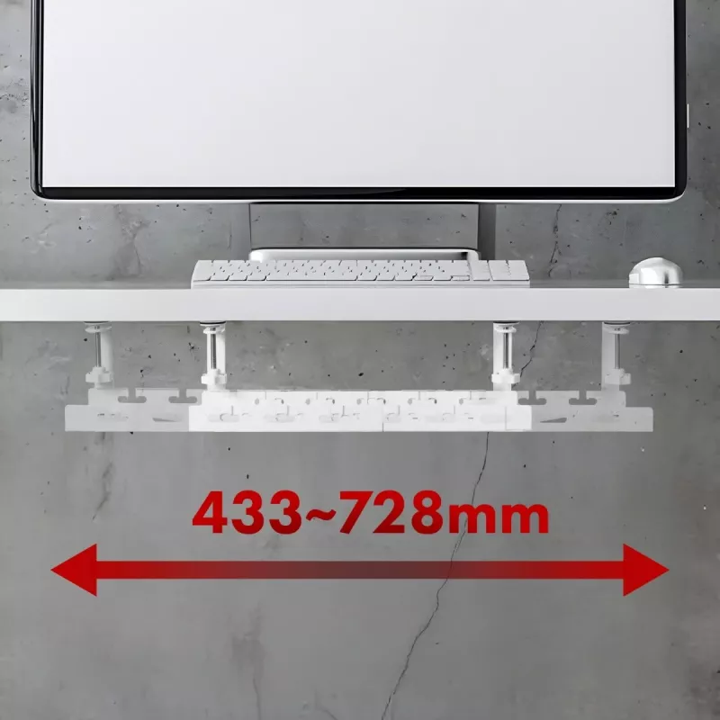 Maclean galda apakšējais kabeļu organizators, maks. slodze 5 kg, maks. 728 mm, balts, MC-103 W
