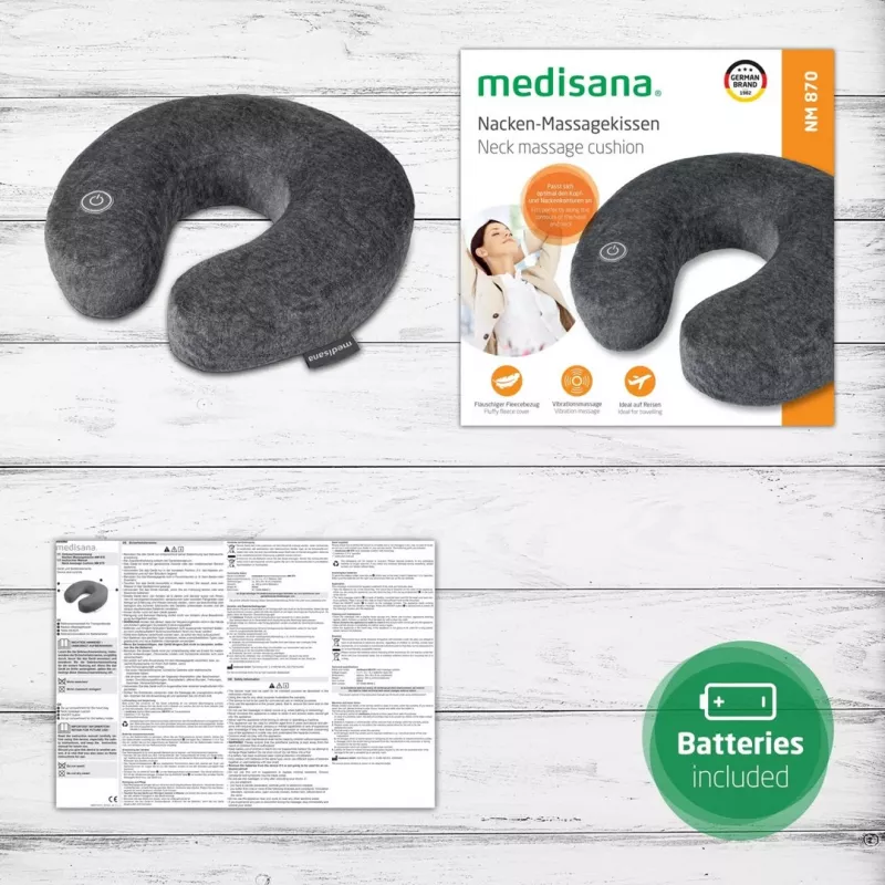 Kakla masieris Medisana NM 870 - pelēks, ar baterijām darbināms vibrācijas masieris