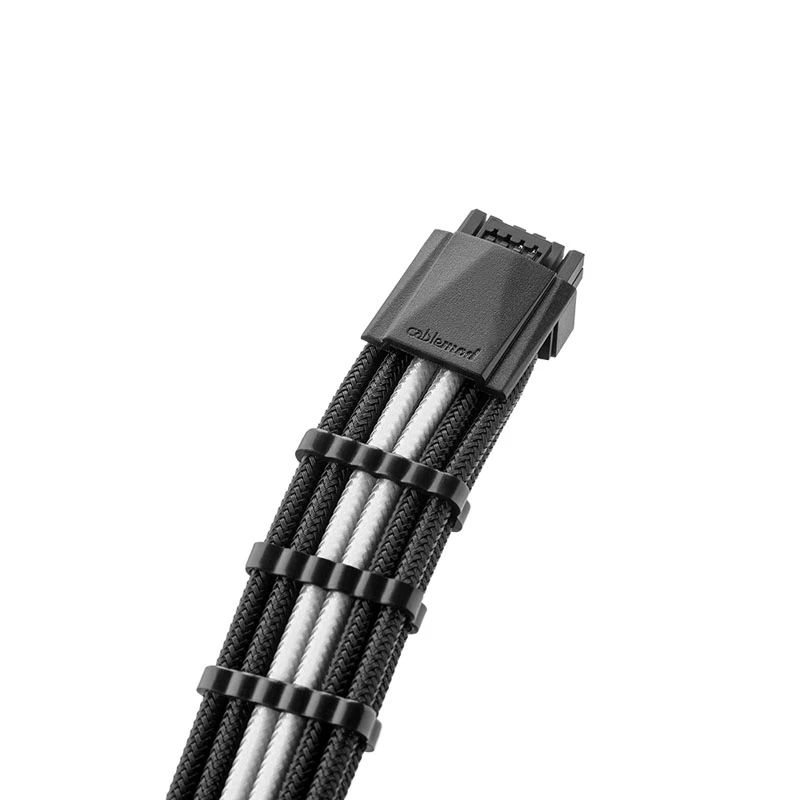 CableMod C-Series PRO ModMesh piedurkņu 12VHPWR StealthSense — barošanas kabeļu komplekts — melns/balts (CM-PCSR-16P3-N60KKW-5PK-R)