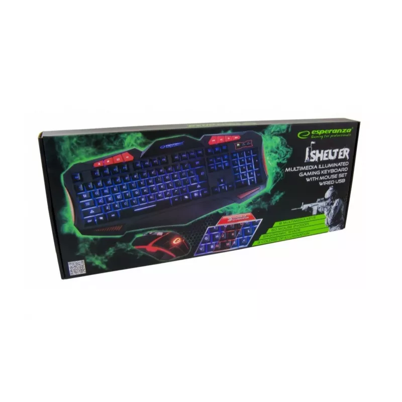 Esperanza EGK3000 komplekts: tastatūra + vadu izgaismota pele