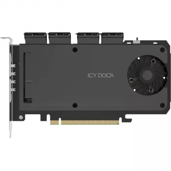 Mobilā plaukta adaptera karte icy dock MB204MP-1B — 4 × M.2 NVMe SSD karstās nomaiņas mobilais plaukts