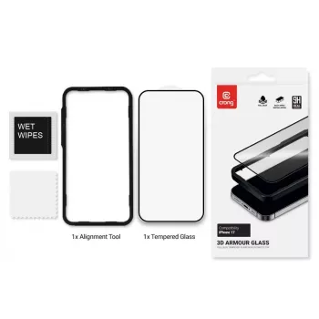 Rūdīta stikla ekrāna aizsarga uzstādīšanas rāmis no Crong iPhone 17 (modelis CRG3DAGIP1763)