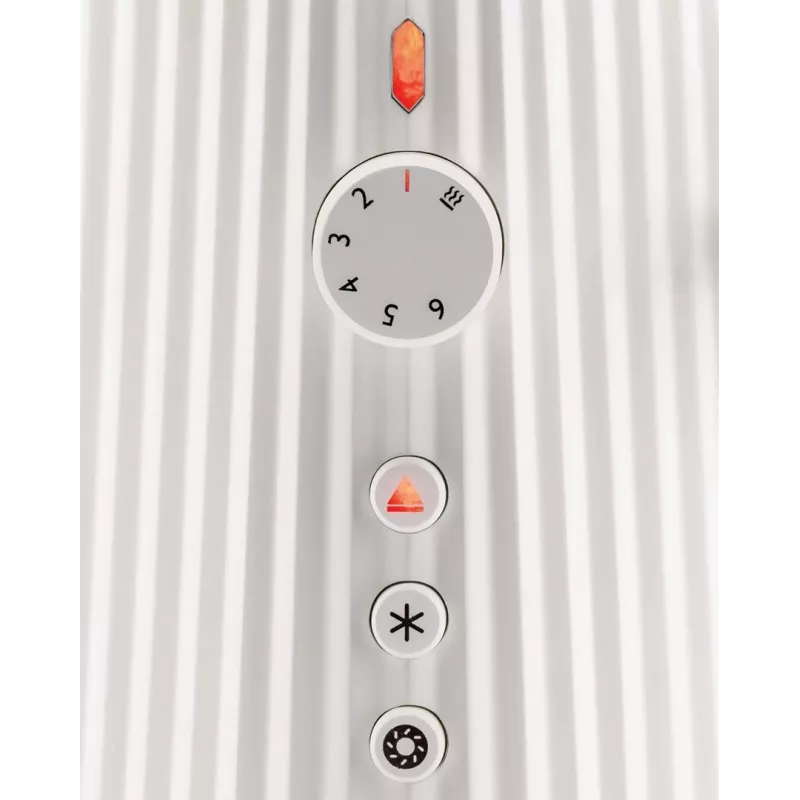 Toasteris Alessi MDL08B melns — Plissé dizains, 6 brūnināšanas iestatījumi, bagel/atkausēšana/ātrā uzsildīšana, 340×185×250 mm