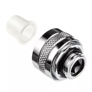 Armatūra Alphacool 17470 — misiņa hromēta PC ūdens dzesēšanas armatūra, augstums 20 mm, svars 23 g