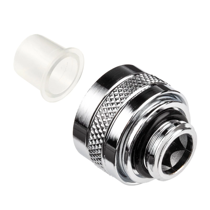 Armatūra Alphacool 17470 — misiņa hromēta PC ūdens dzesēšanas armatūra, augstums 20 mm, svars 23 g