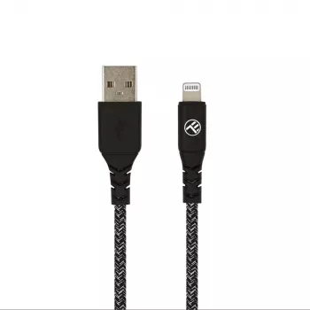 USB uz Lightning datu kabelis Tellur TLL155481 2.4A 1 m neilons melns
