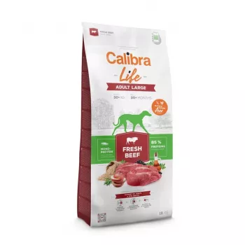 Sausā suņu barība Calibra Life Adult Large Fresh Beef 12 kg — pieaugušiem lielu šķirņu suņiem, 25–45 kg, 25% olbaltumvielu, 14% tauku