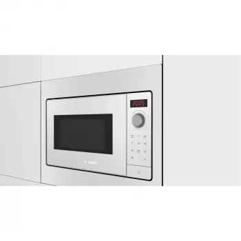 Iebūvējamā solo mikroviļņu krāsns Bosch BFL523MW3, 800 W, 20 L, balta, skārienvadība un rotācijas vadība