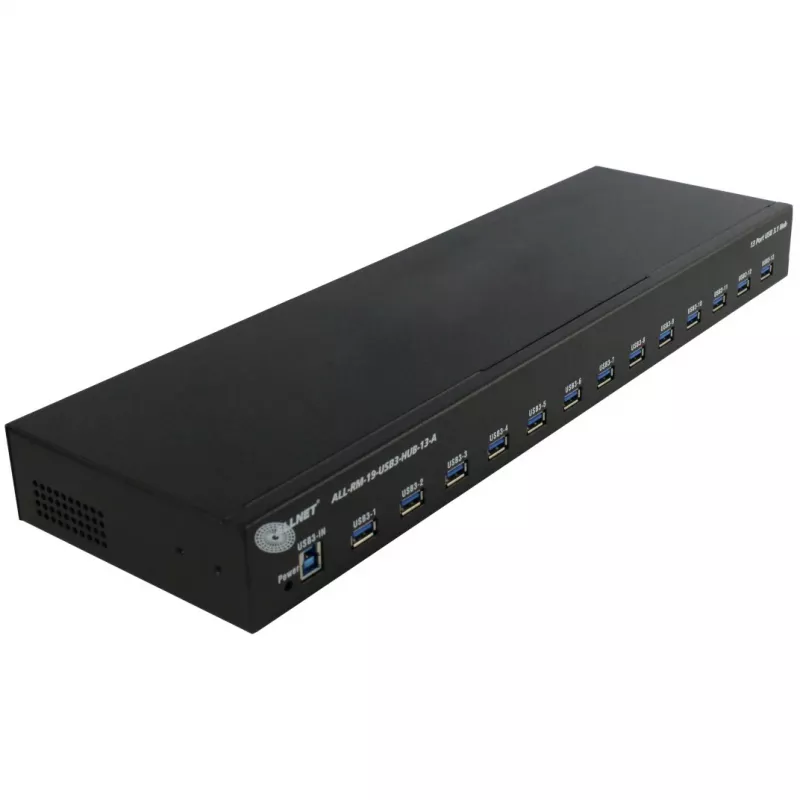 USB centrmezgls ALLNET ALL-RM-19-USB3-HUB-13-A — 13 portu USB 3.0 statīvā montējams centrmezgls, 48,30 cm