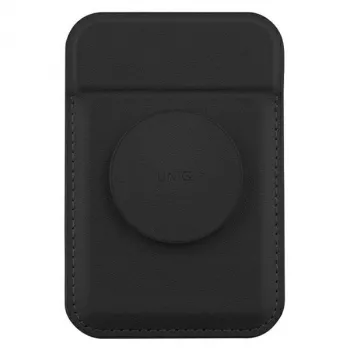 Magnētiskais karšu maks UniQ Flixa — MagSafe saderīgs, melns (spīdīgi melns)